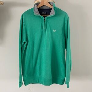 Chaps Men's Green Half-Zip Pullover with Gray Trim